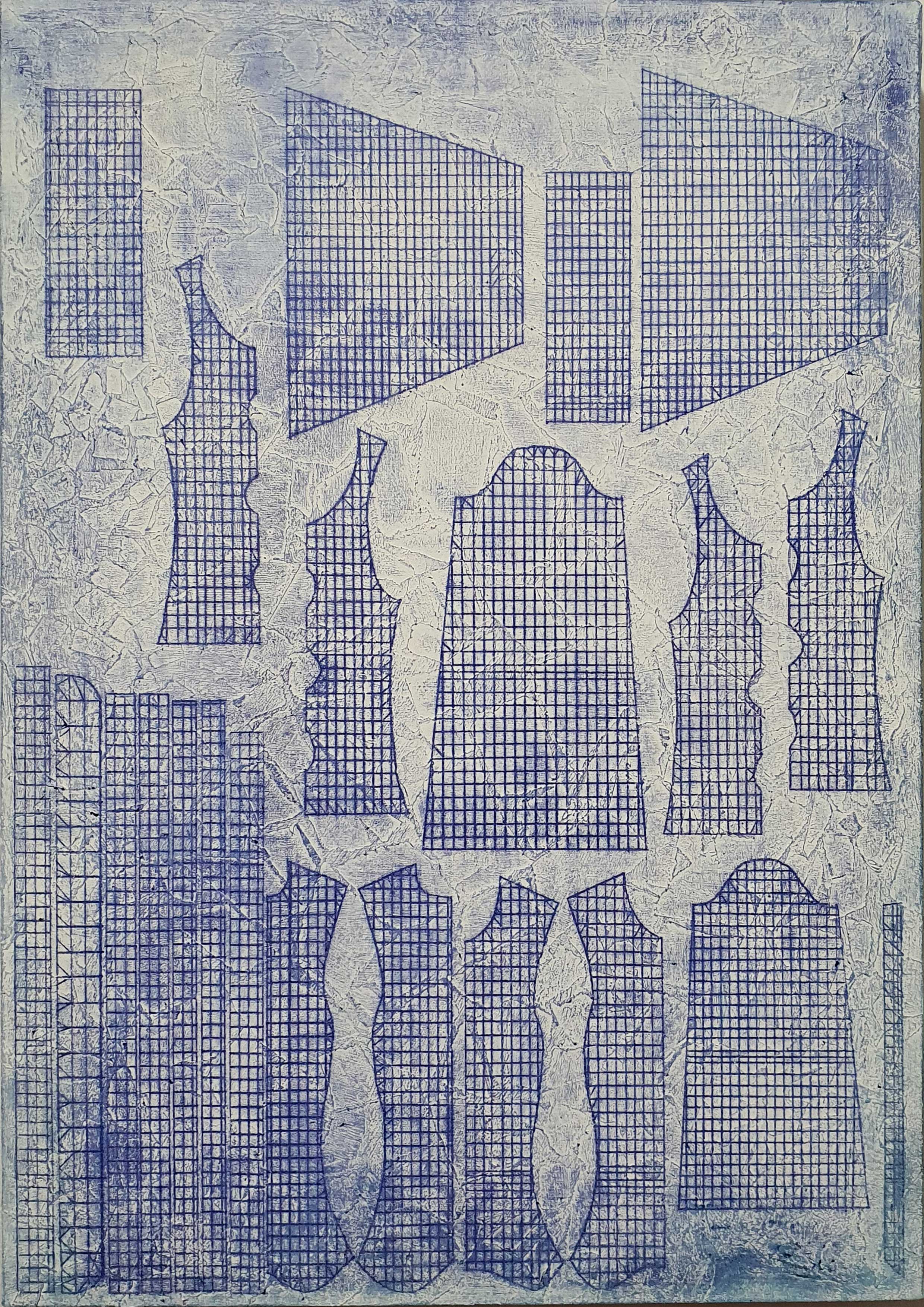 ChaMin Park. Female Warrior Clothes_uv. 2020. Carbon paper on wood panel, 33.4 x 24.2 cm